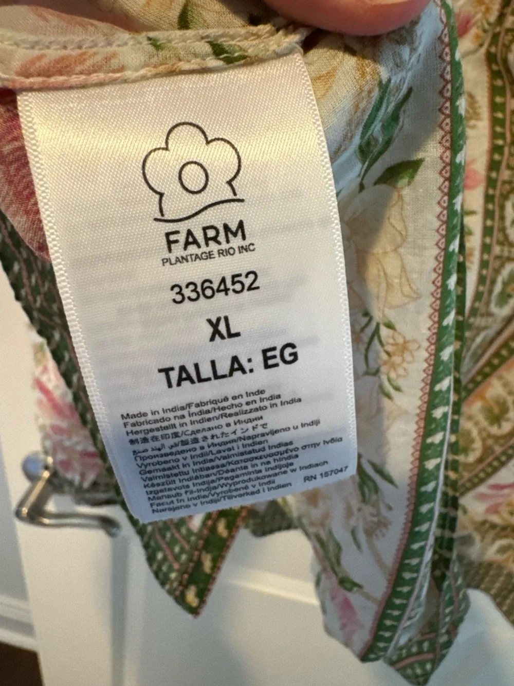 NWT Farm Rio Palm Dream Off-White Pink & Green Blouse | XL - Picture 7 of 7